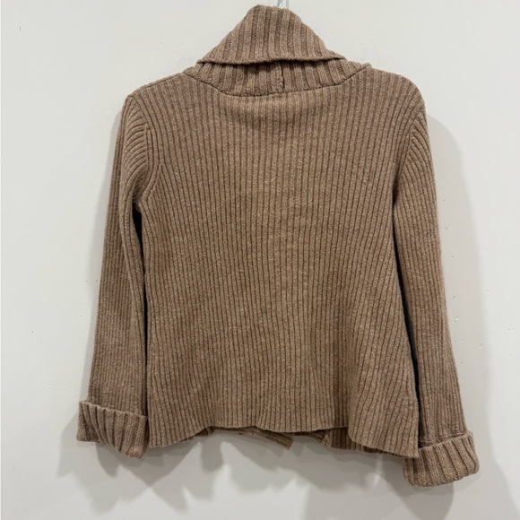 Calvin Klein Ribbed Wrap Sweater Beige Woman’s Medium Chunky Knit Preppy - Picture 2 of 6